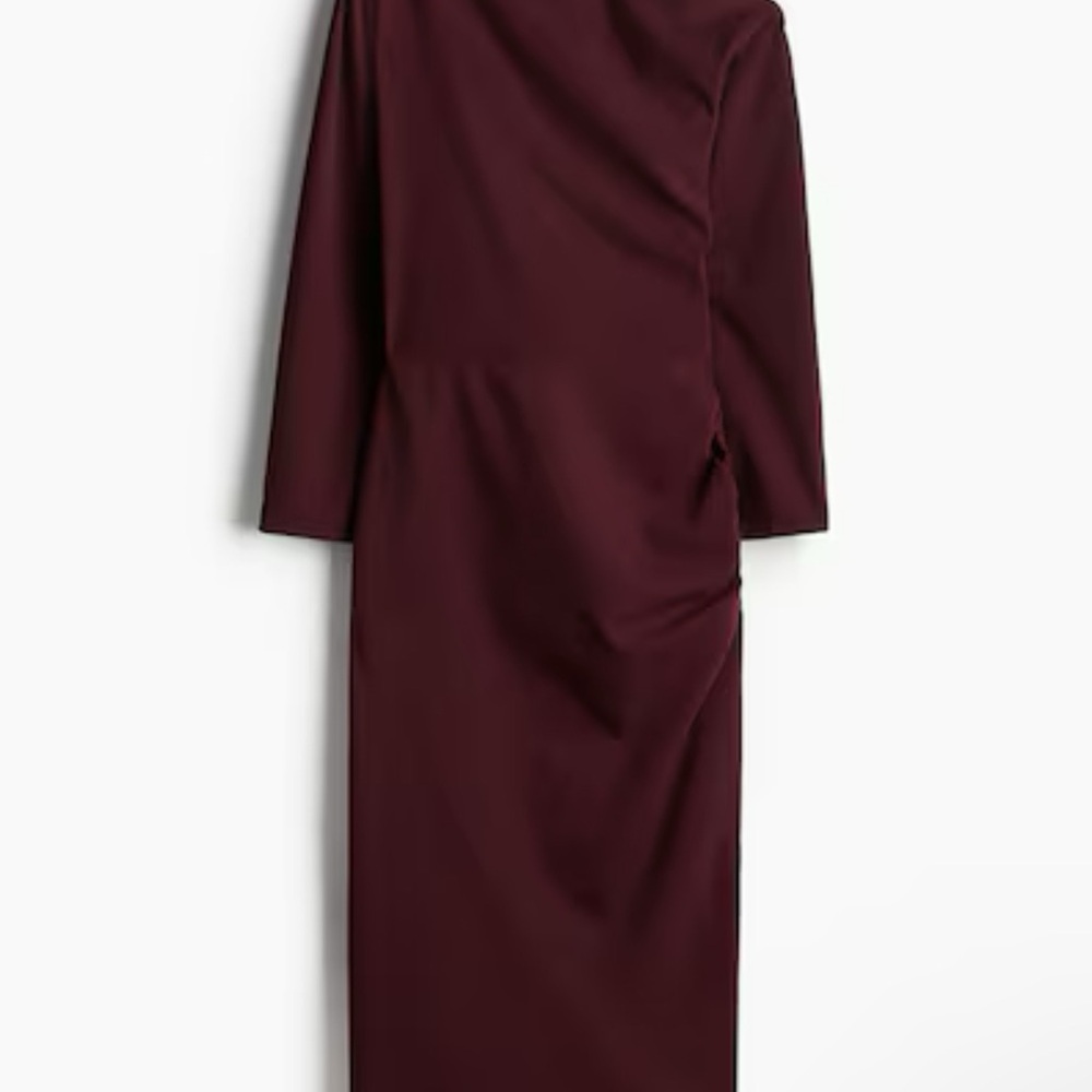 H&M‎ Red Sheath Dress with Asymmetrical Neckline and Dolman Sleeves